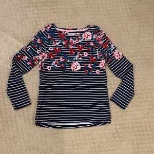 Joules Navy and Pink Floral Long Sleeve Top